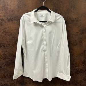 UNTUCKIt For Her 18 White Dress Button Down Top Hidden Buttons